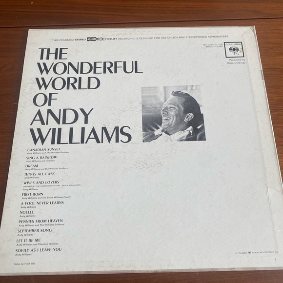 The Wonderful World of Andy Williams Vinyl Record - Picture 2 of 2